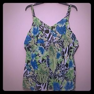 Ashley Stewart green floral tank top size 22/24